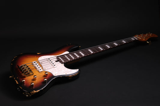 Mayones Jabba HF Aged Sunburst 5 - Transparent Sun-Burst Nitro Aged