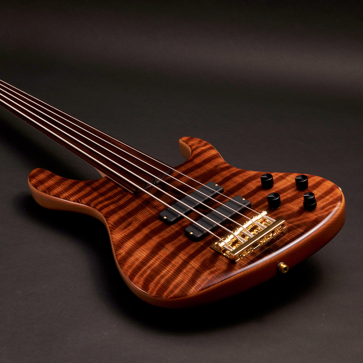 Sadowsky MetroLine Modern 5 Fretless Special Edition Curly Sinker Redwood 5-string fretless bass at Bass Freaks