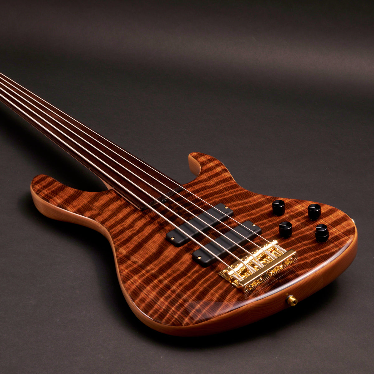 Sadowsky MetroLine Modern 5 Fretless Special Edition Curly Sinker Redwood 5-string fretless bass at Bass Freaks