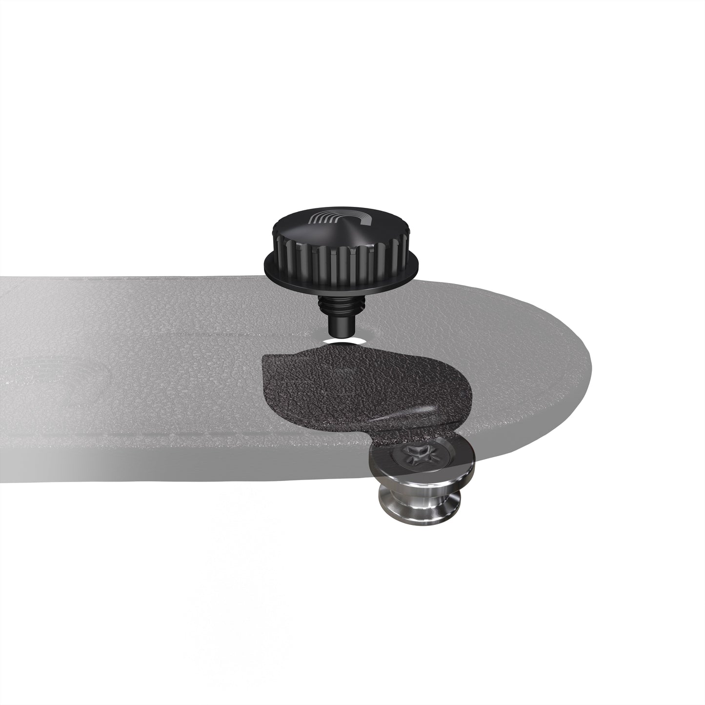D'Addario nickel strap lock fitted to a strap end with release button