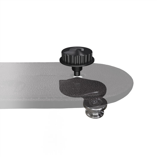 D'Addario nickel strap lock fitted to a strap end with release button