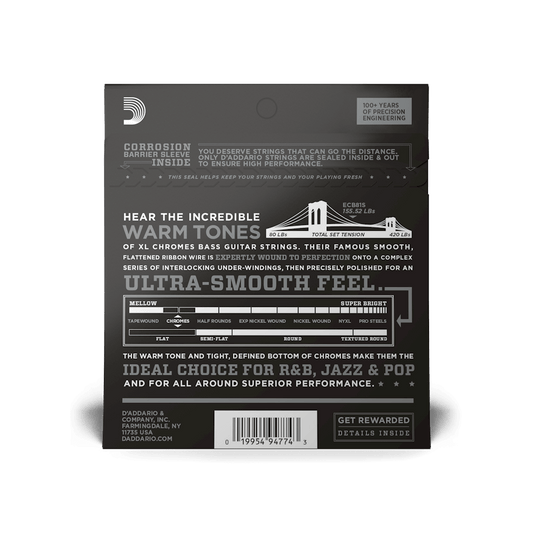 D'Addario ECB81S Chromes Bass, Light, 45-100, Short Scale