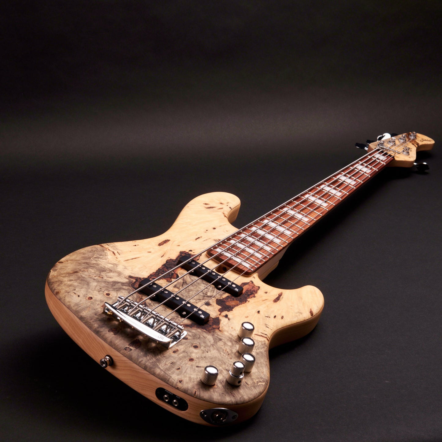Mayones Jabba Custom BB 5 JJ - Trans Natural Satine, buckeye burl figure detail