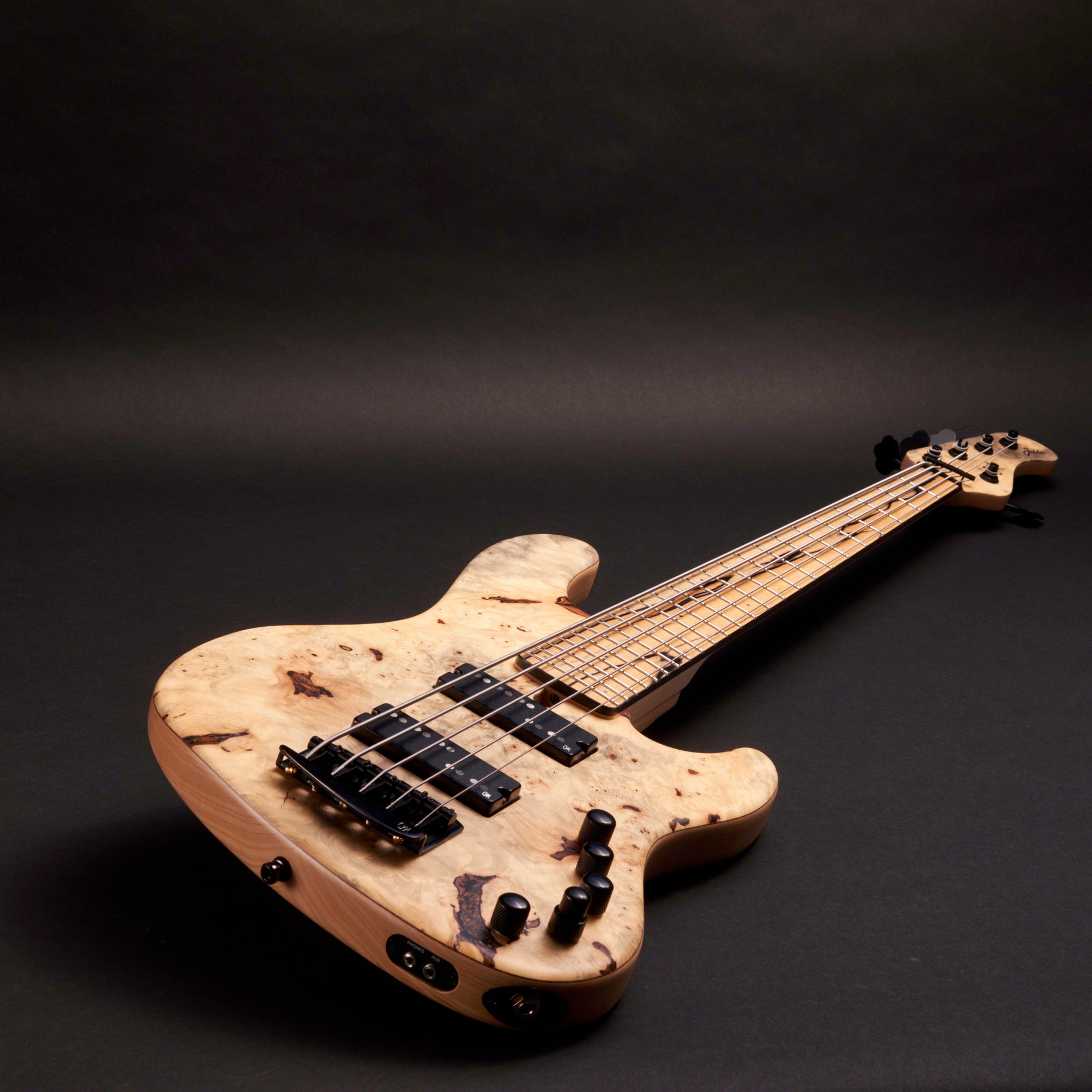 Mayones Jabba Custom BB 5 HH - Trans Natural Satine, buckeye burl figure detail