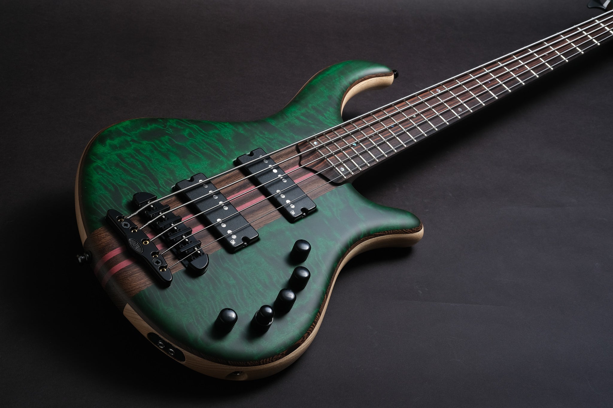 Mayones Patriot 5 Custom: Stunning Trans Emerald-Green - Bass Freaks