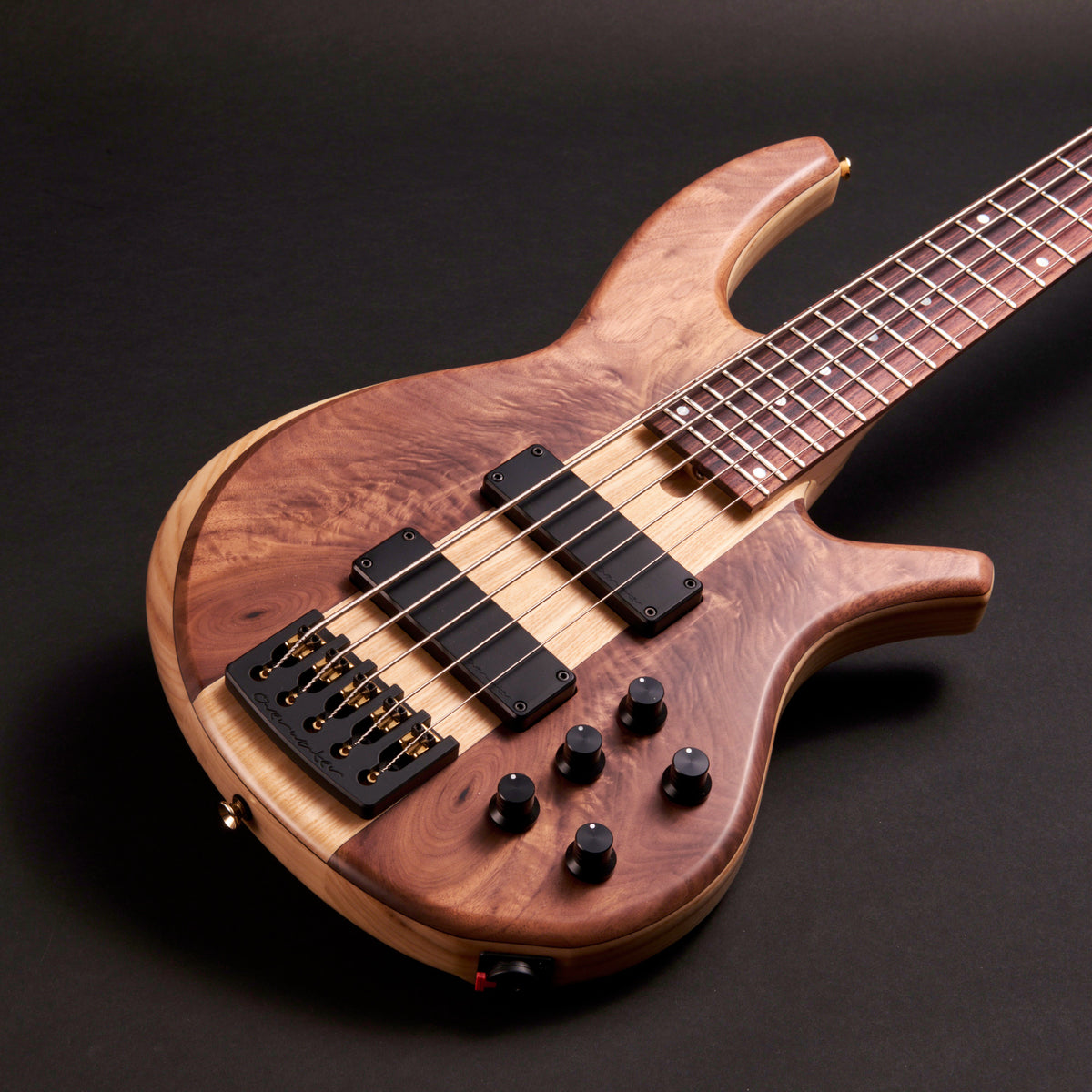 Overwater Progress IV Custom 5 Figured Walnut Natural Satin 5-string bass at Bass Freaks