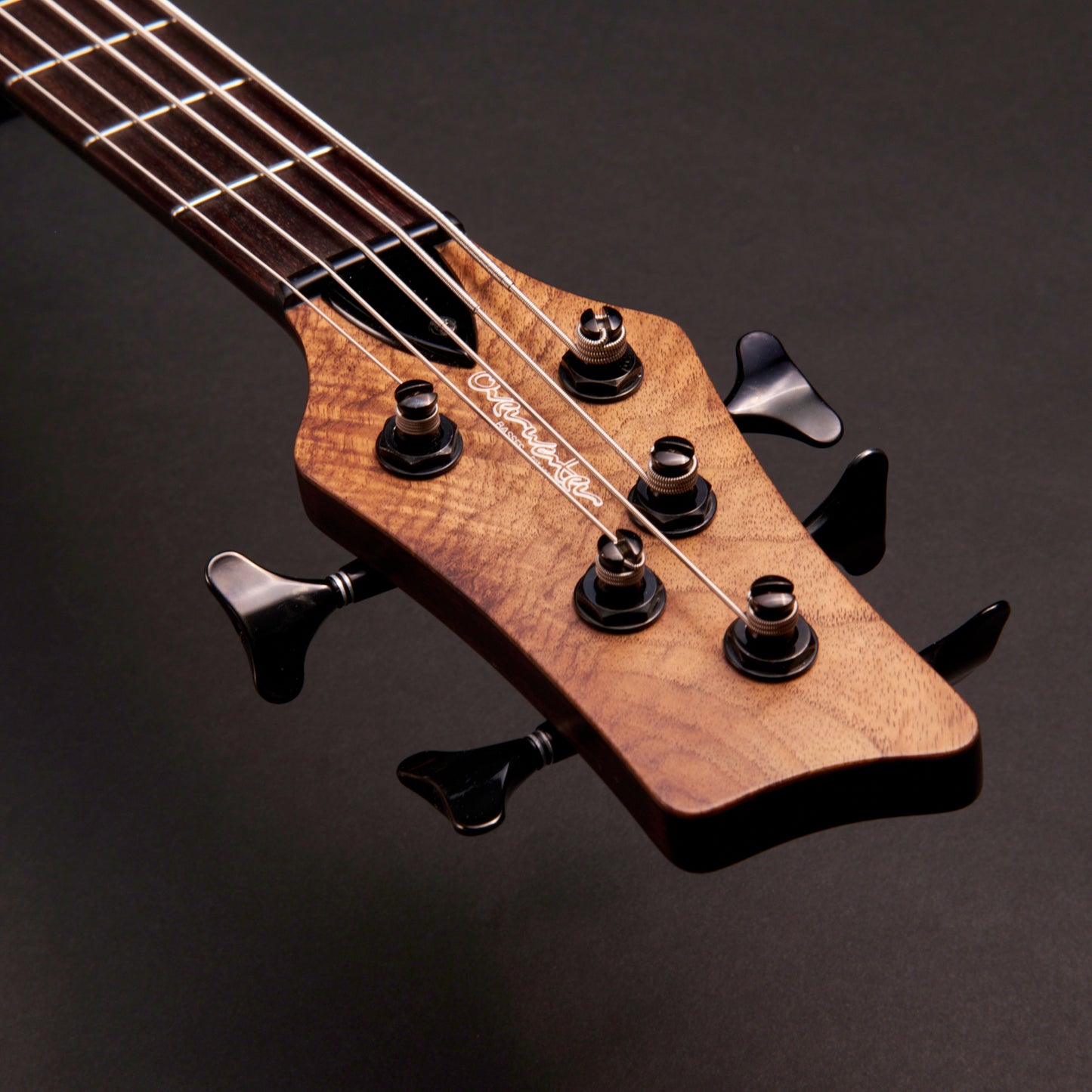 Overwater Scott Devine Signature Custom 5 - Figured Walnut Natural Satin, Overwater bridge with through-body stringing