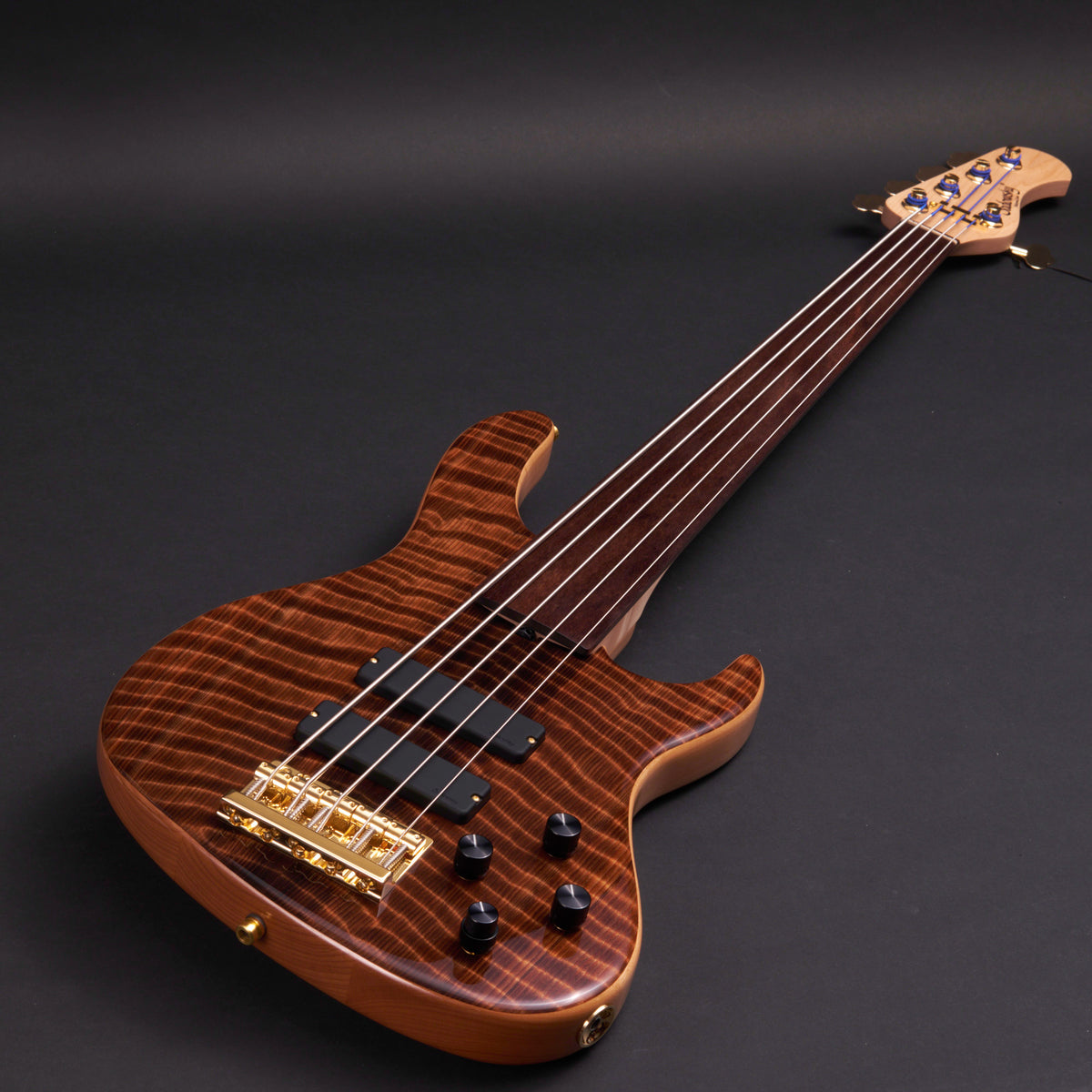 Sadowsky MetroLine Modern 5 Fretless Special Edition Curly Sinker Redwood 5-string fretless bass at Bass Freaks