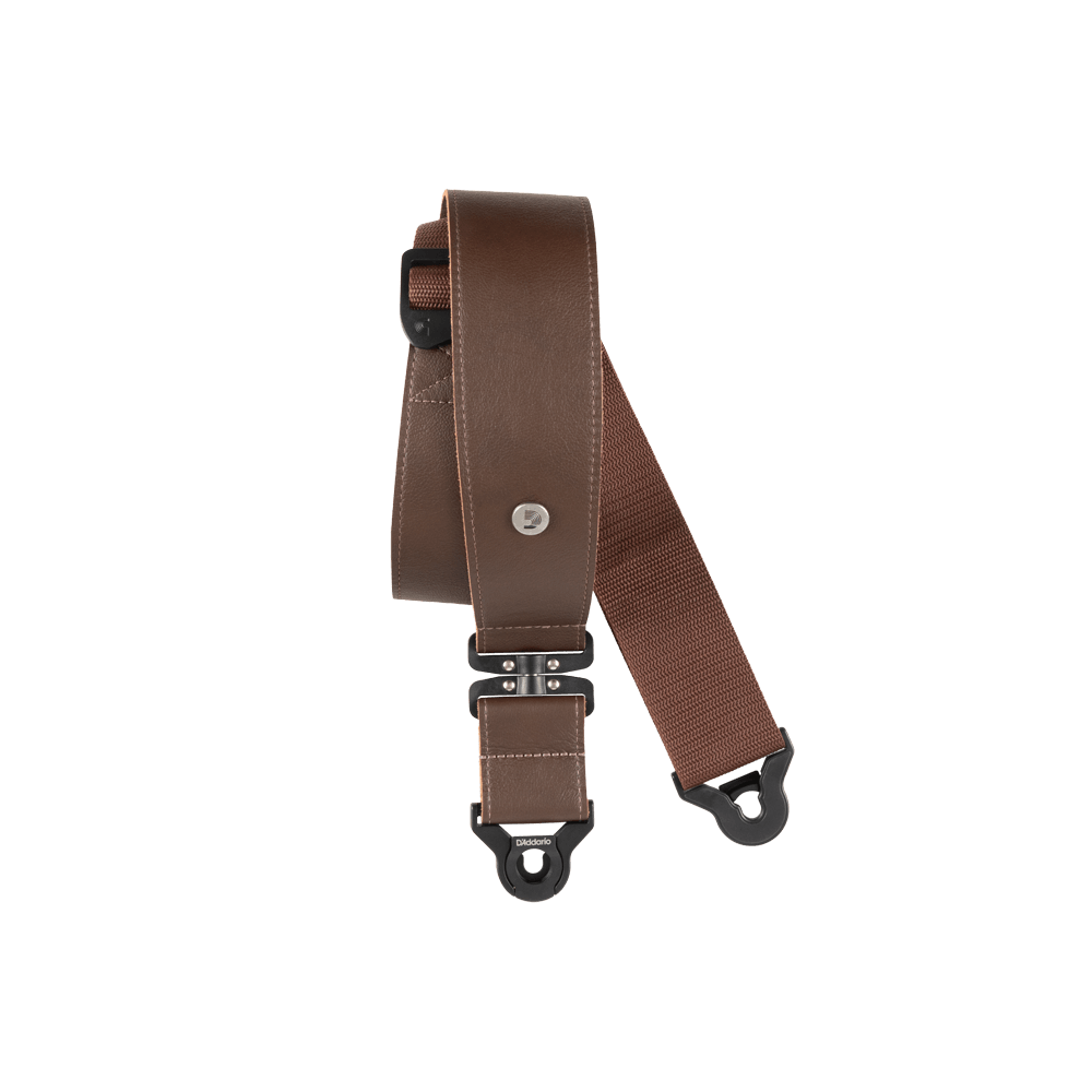 D'Addario 25BALSV02 Comfort Leather Auto Lock Swivel Strap in brown