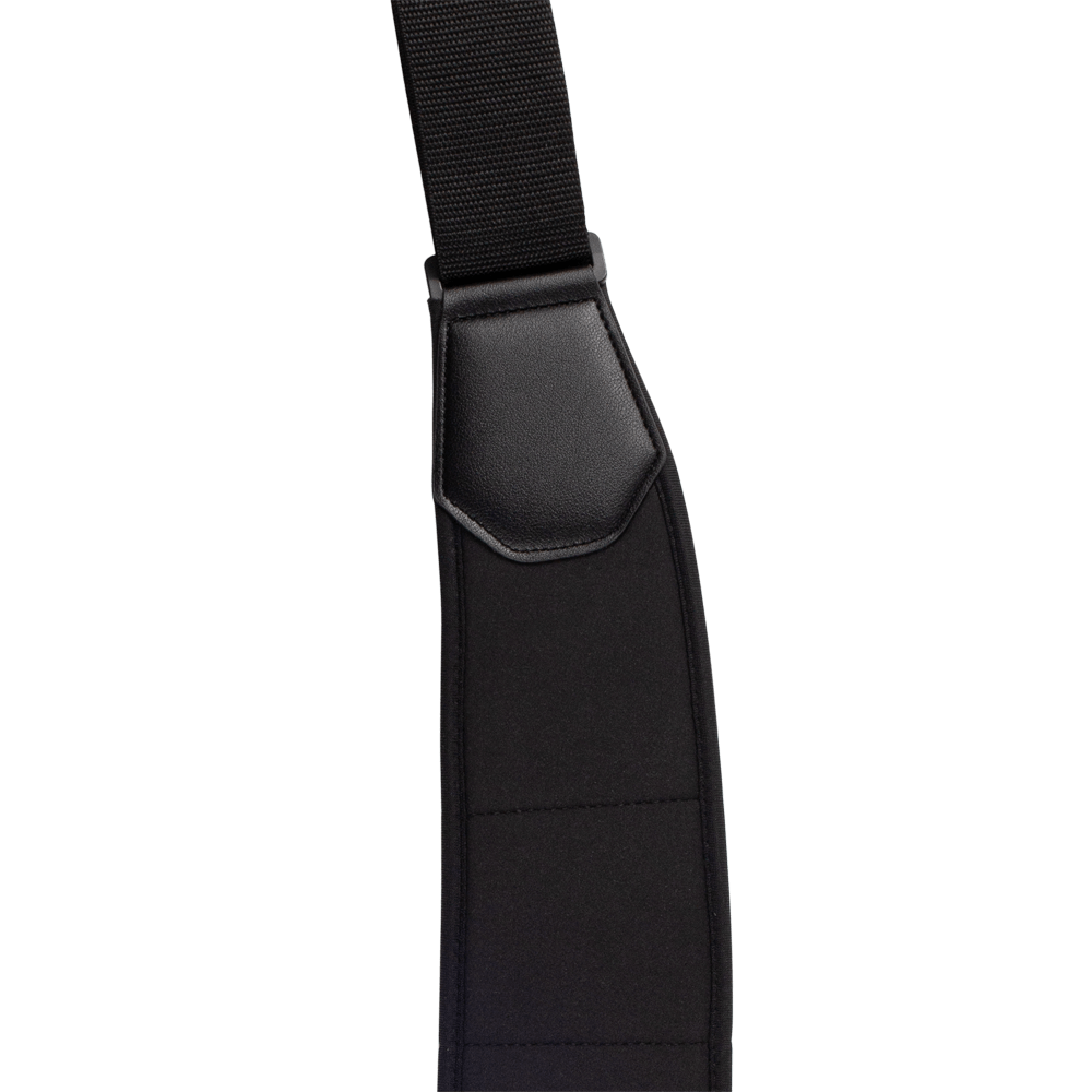 Padded neoprene shoulder section of the D'Addario Comfort strap