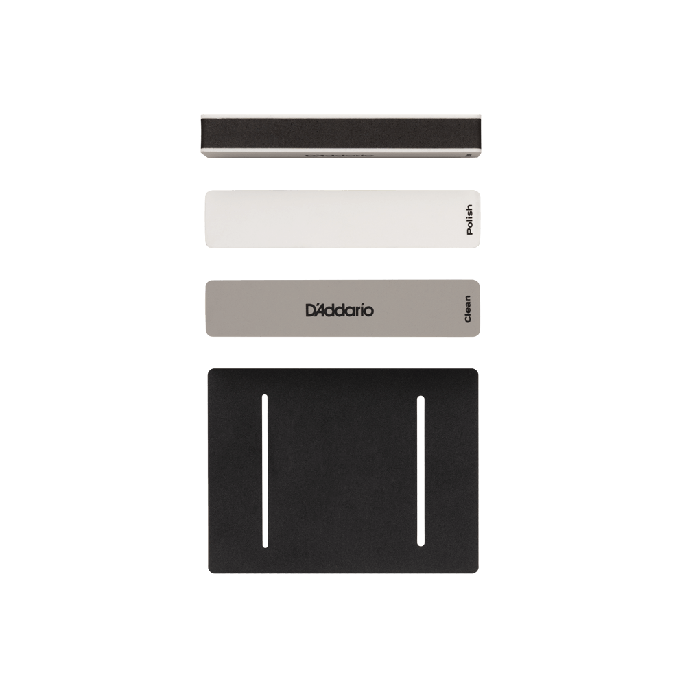 D'Addario fret buffer block showing cleaning and polishing faces