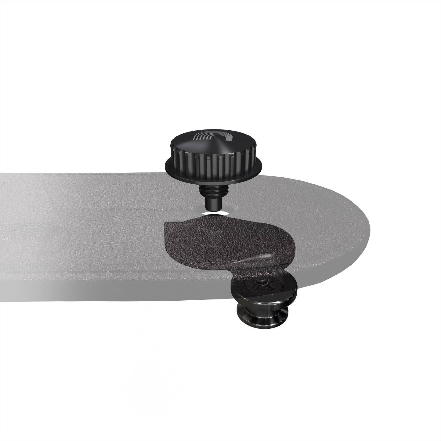 D'Addario black strap lock fitted to a strap end with release button