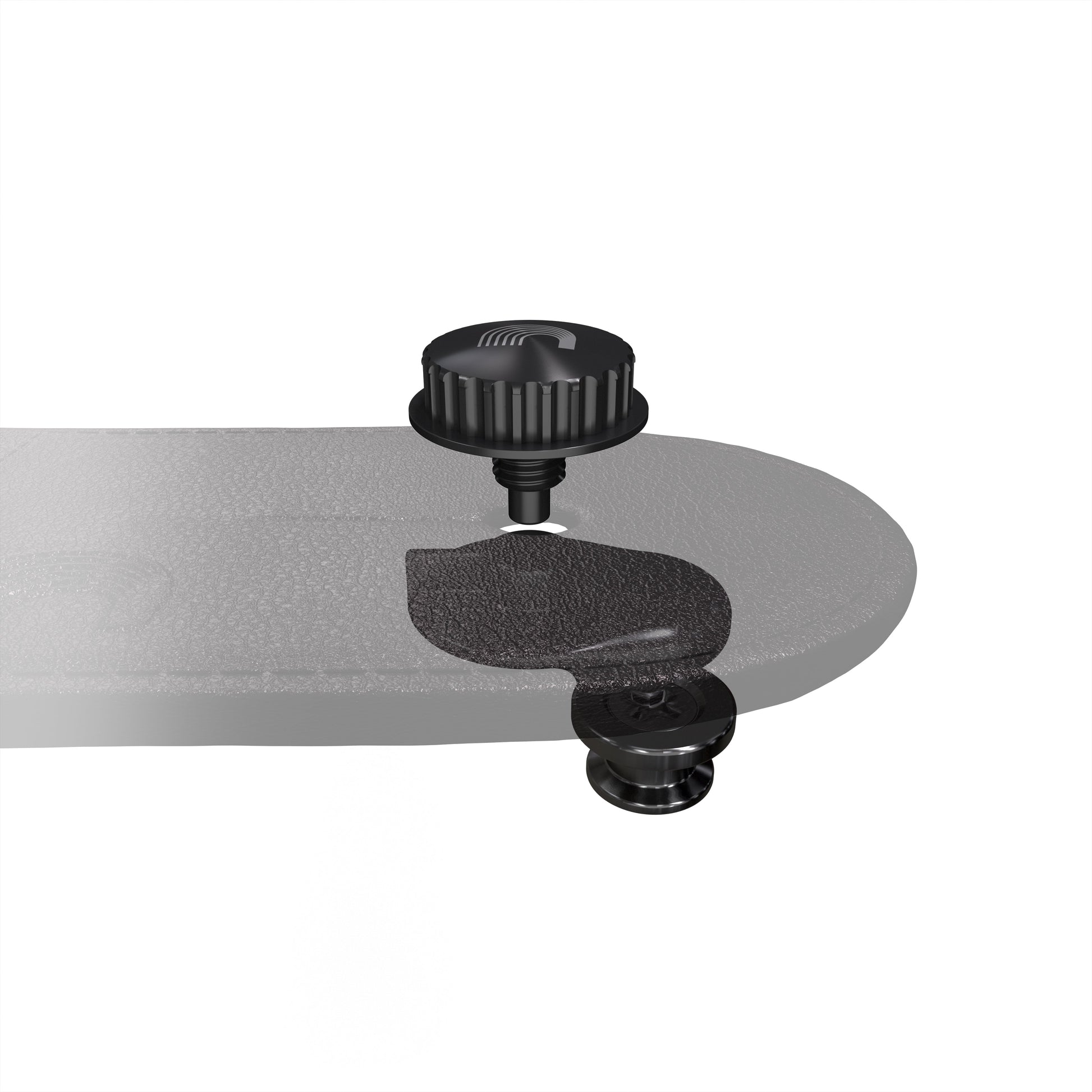 D'Addario black strap lock fitted to a strap end with release button