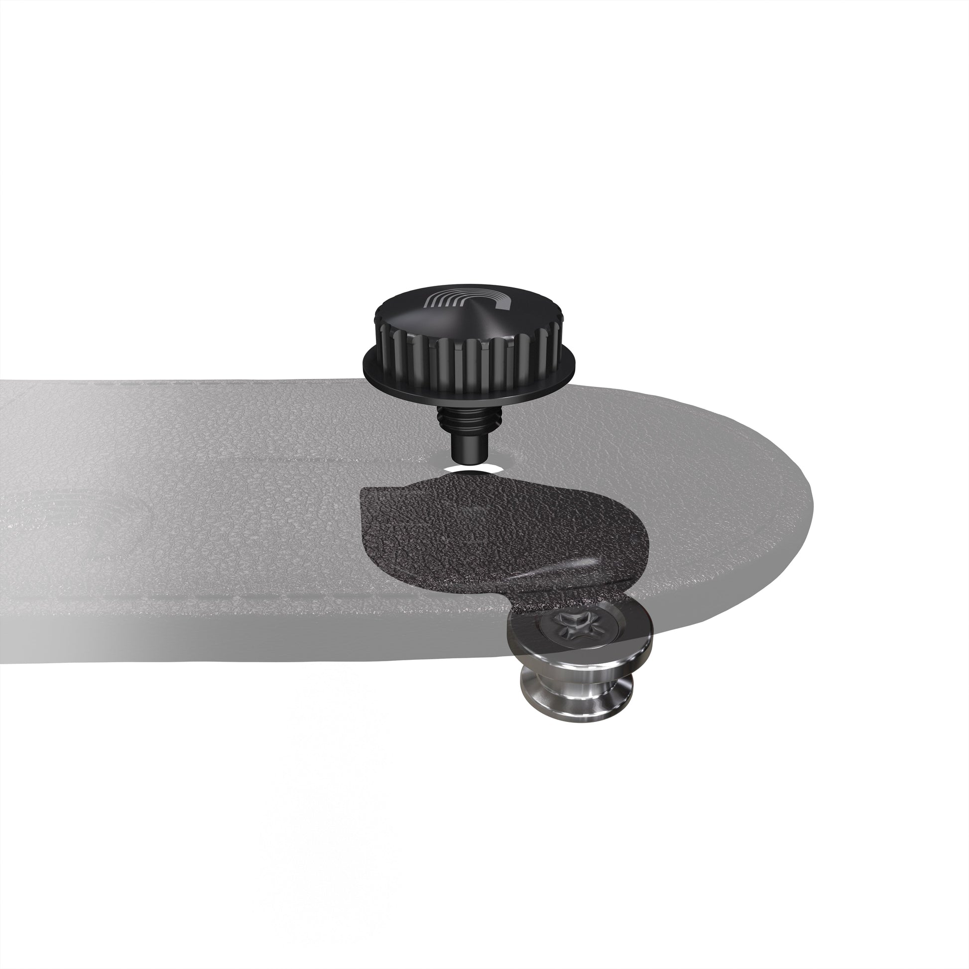 D'Addario nickel strap lock fitted to a strap end with release button