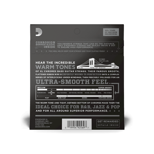 D'Addario ECB80 Chromes Bass, Light, 40-95, Long Scale